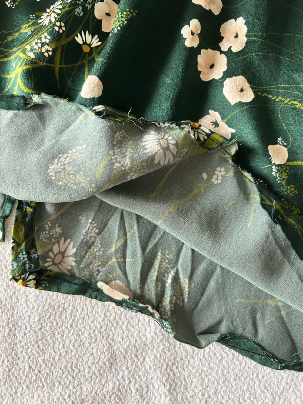 Reformation Frankie Silk Dress Green *altered* - Picture 15 of 15